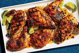 JAMAÏCAIN JERK CHICKEN ( well marinated chicken thigh,) Seasoned with jerk spicy and served With tossed veggies