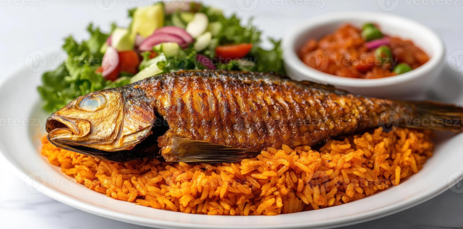 Fried rice/ jollof with fried snapper