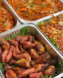 COMBO FOR 10. 3000gh ( 3 fried rice, 3 jollof rice, 3 stir fry noodles) 3 tempura, 3 chicken wings, 2 1/2 spicy goats 3 kelewele, 2 yam ,2 fries, 2 fried squid, 2 Beef sliders, 1 medium chicken pizza